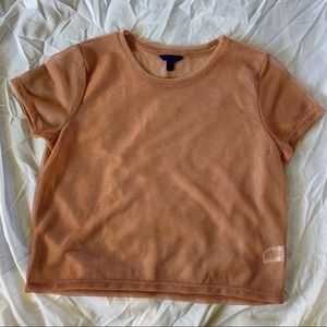 Rusty orange see through short sleeve top
